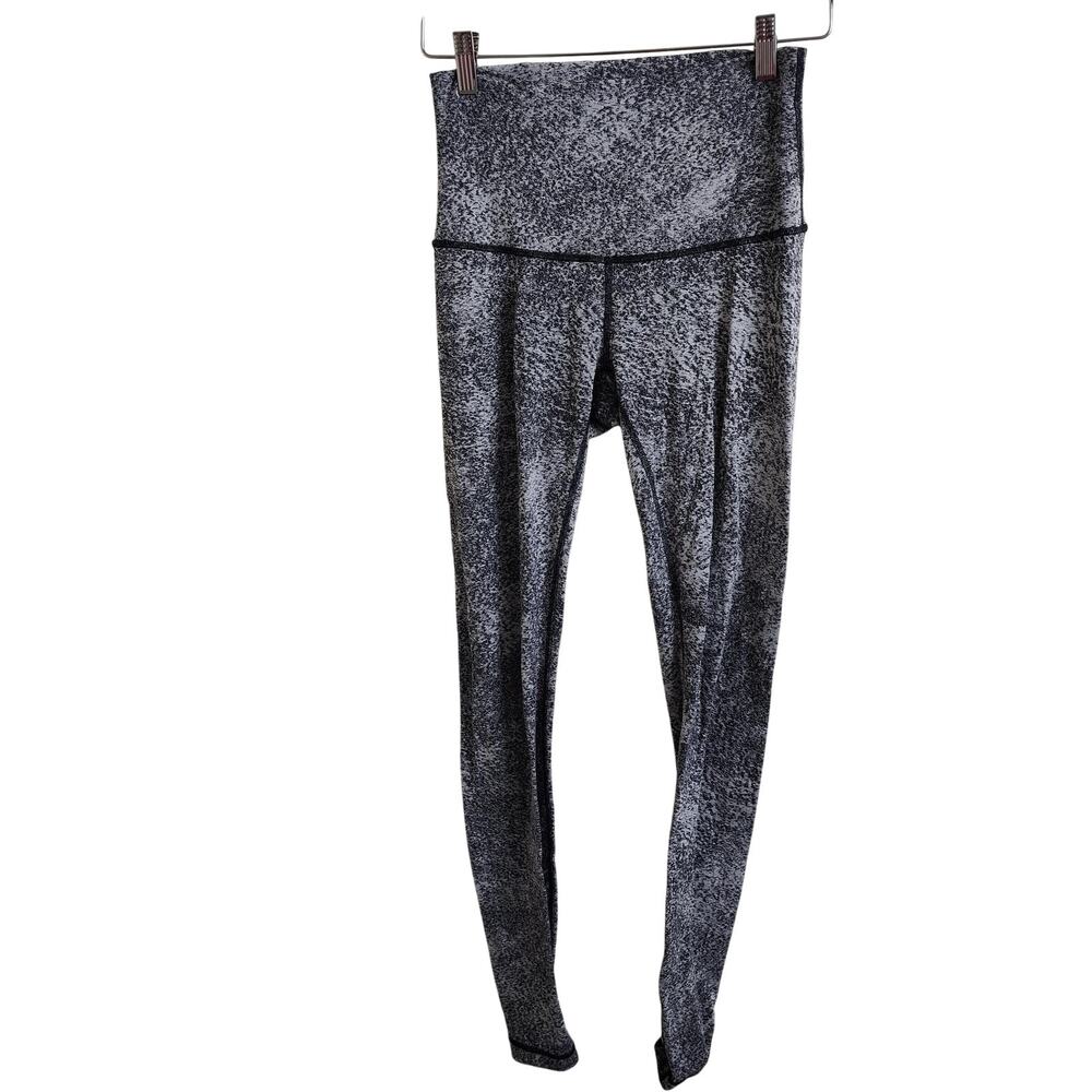 Lululemon Leggings Womens 6 Gray Flecked High Rise Ankle Yoga Gym Pants Running
